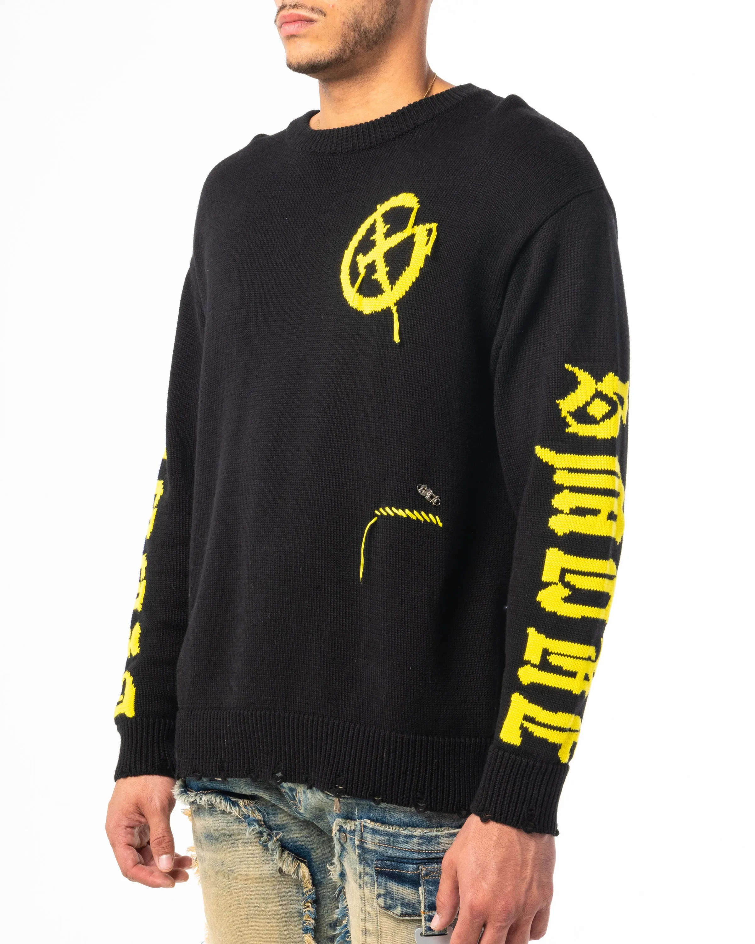 BROKEN SWEATER (BLACK/YELLOW)