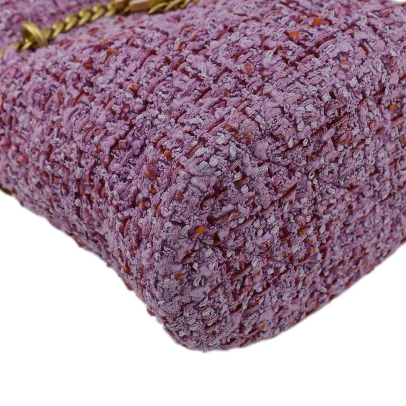 CHANEL Pending CC Tweed Enamel Drawstring Tote Bucket Bag Pink