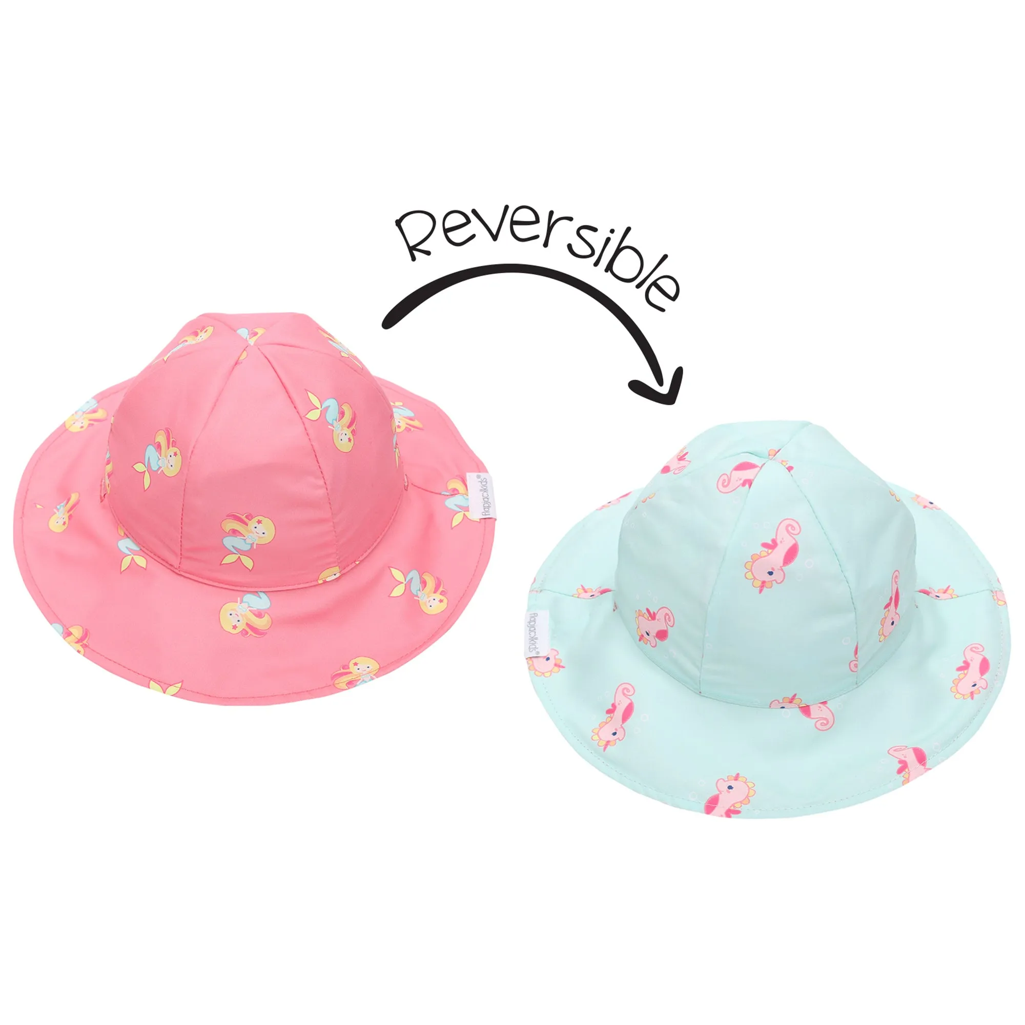 Flapjack/Reversible Sun Hat - Mermaid/Seahorse - M