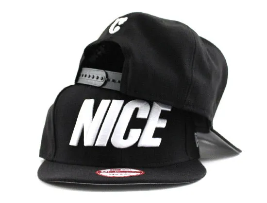 NICE New Era 9fifty Snapback Hat (BLACK WHITE  GRAY UNDER BRIM)