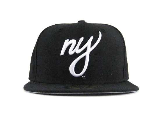 NY Script 59FIFTY New Era Fitted Hat (BLACK WHITE GRAY UNDER BRIM)