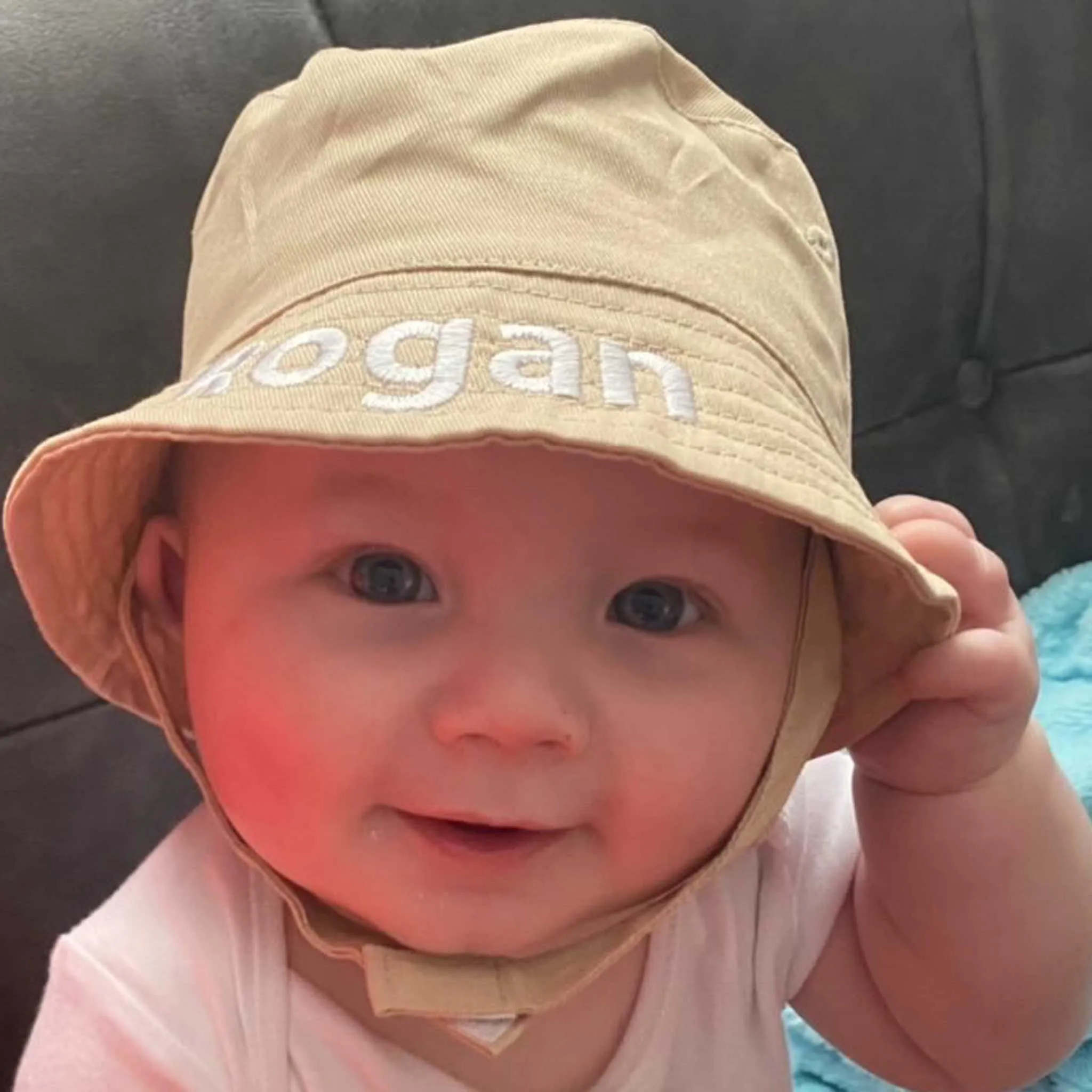 Personalised Baby Bucket Hat - Beige