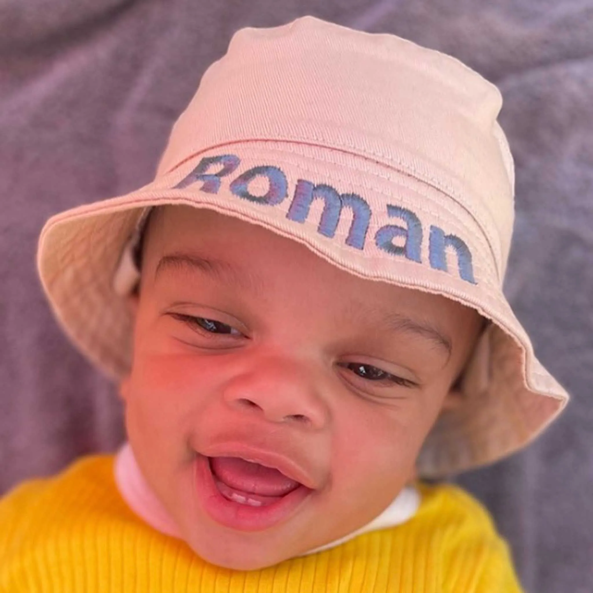 Personalised Baby Bucket Hat - Beige