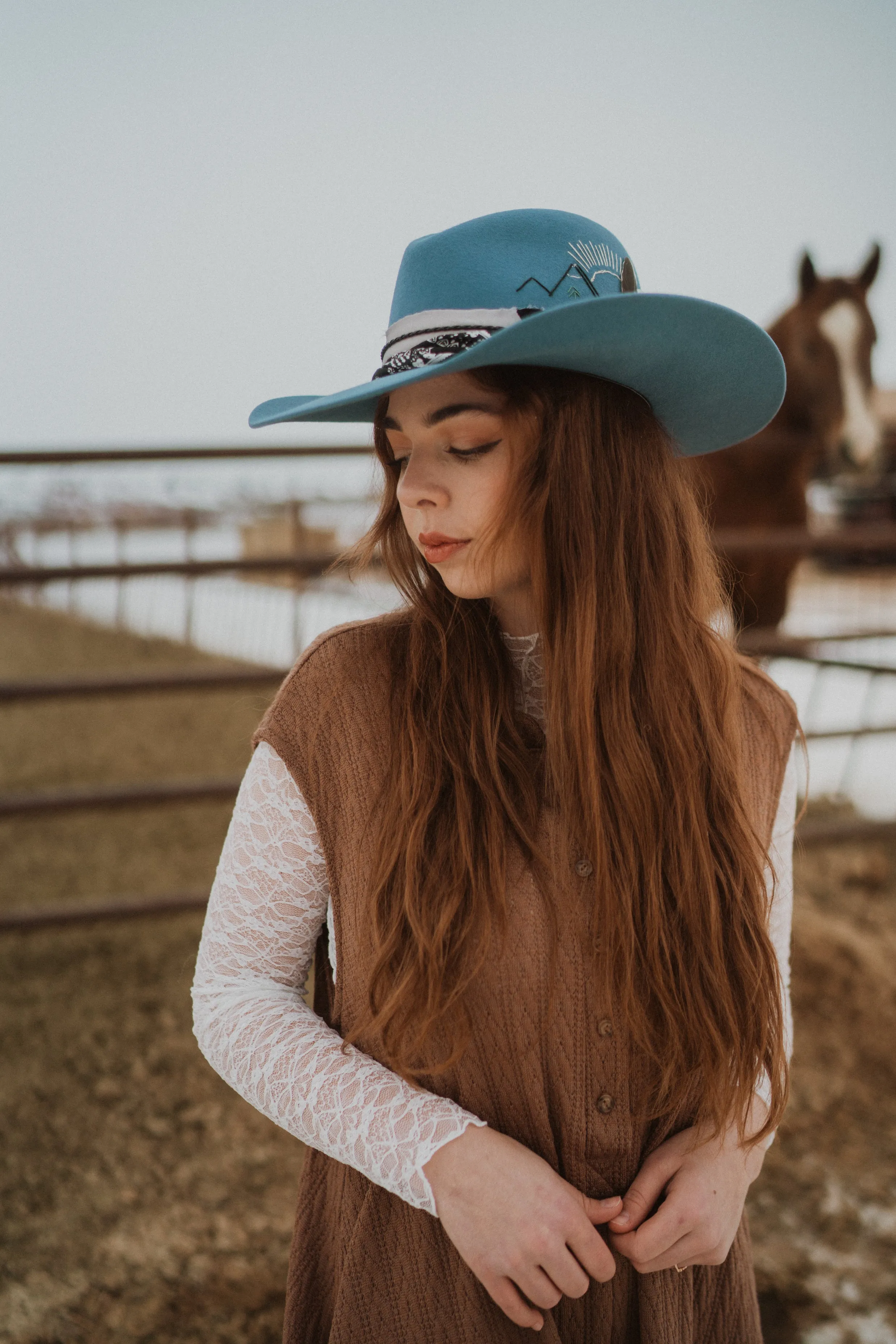 Slate Blue Hat | Embroidered