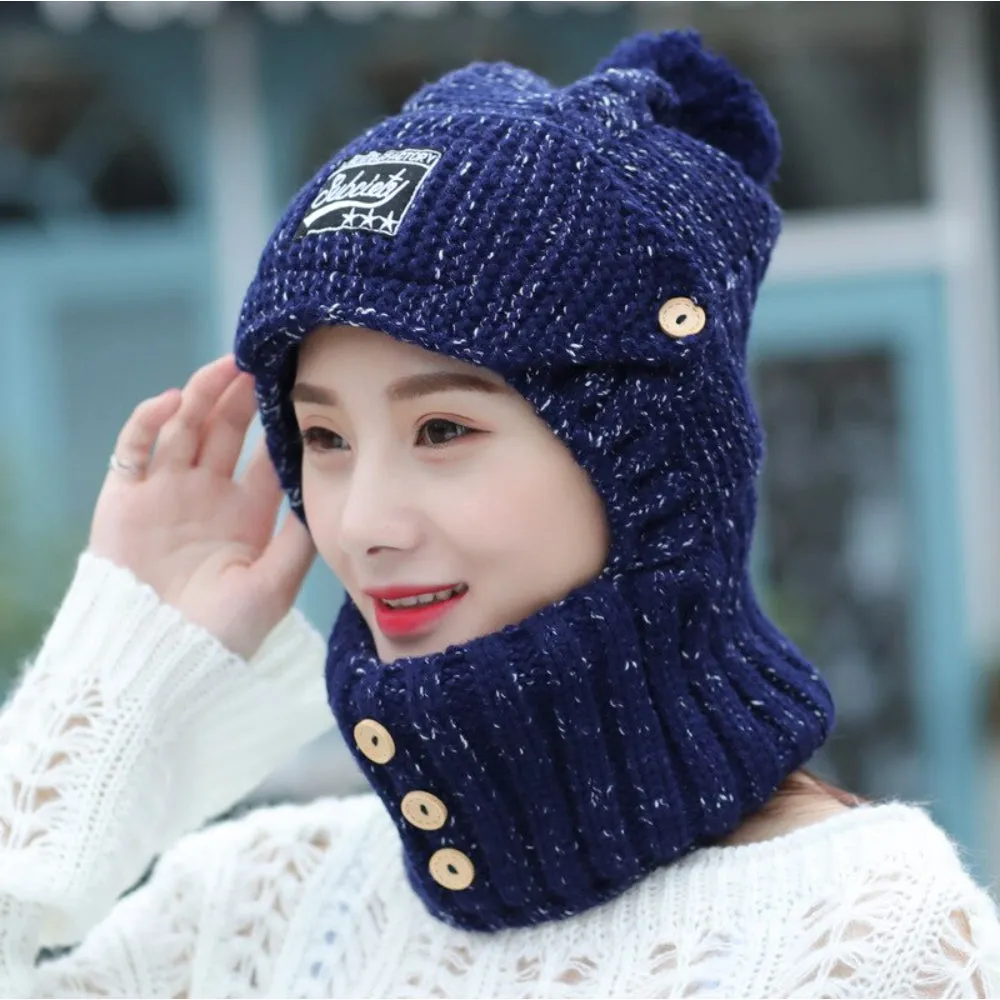 Winter Knit Cap & Adjustable Warmer Set