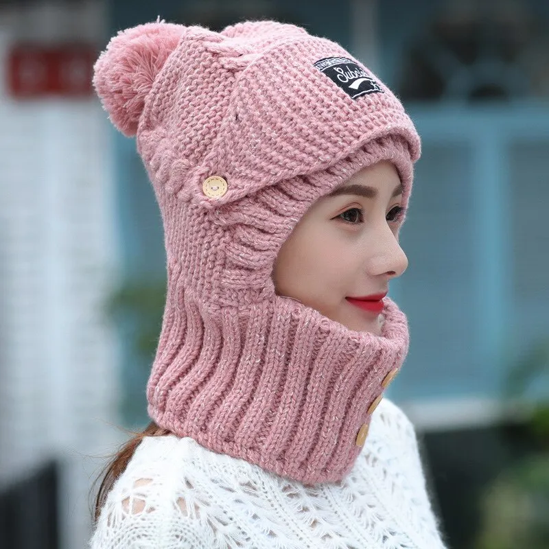 Winter Knit Cap & Adjustable Warmer Set