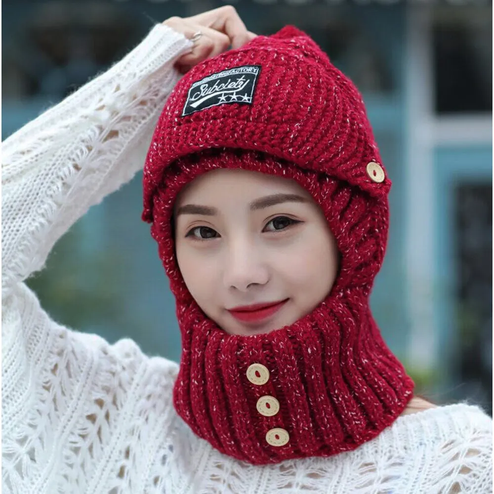 Winter Knit Cap & Adjustable Warmer Set