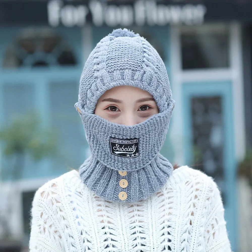 Winter Knit Cap & Adjustable Warmer Set