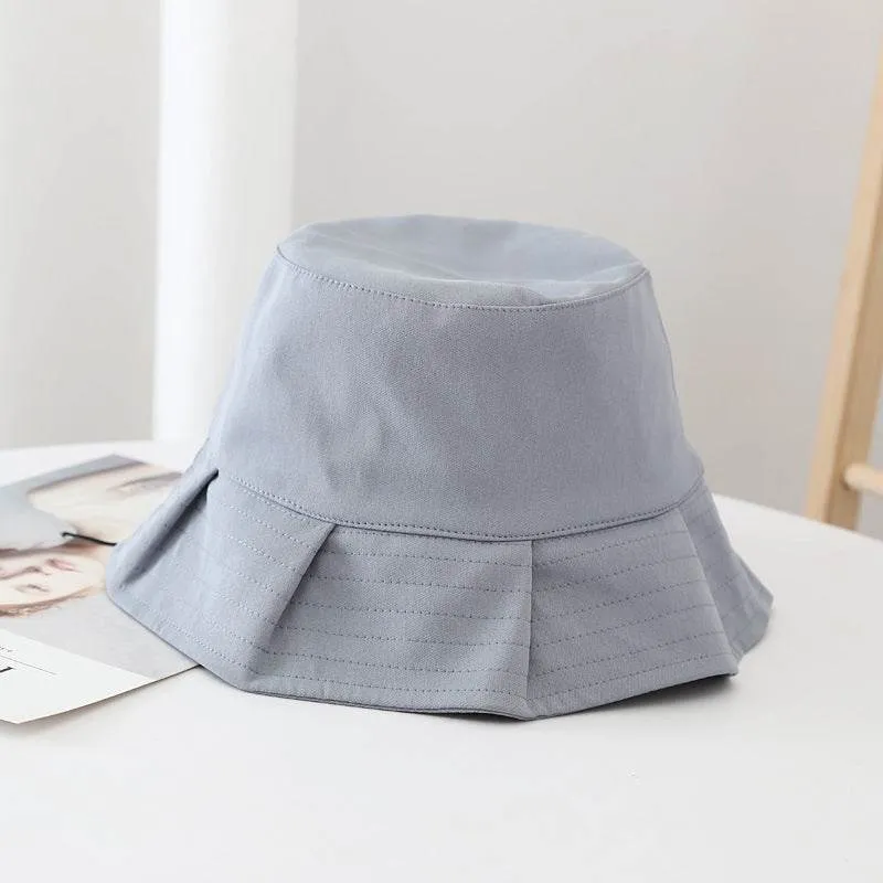 Women Sun Hats Female Summer Solid Bucket Hat Lady Pure Color Panama Cotton Outdoor Fisherman Hat